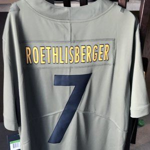 Steelers Big Ben #7 Olive Salute To Service Jersey